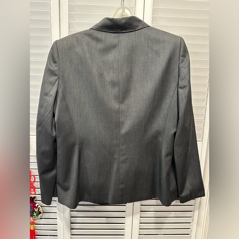 Solid Lined Charcoal, Gray One Button Jacket, Pan… - image 2